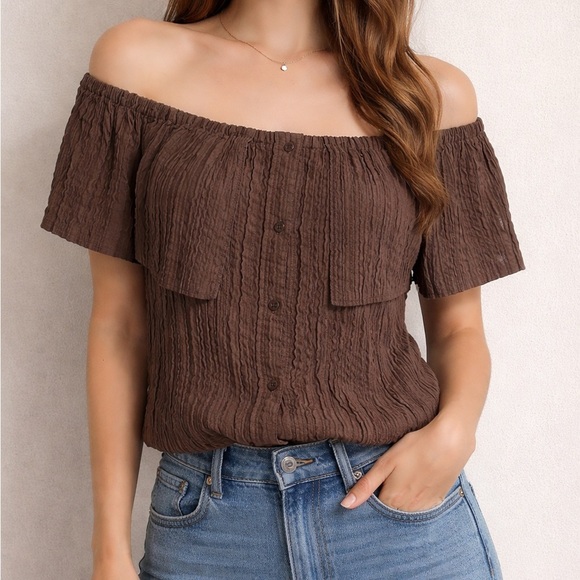 O'Neill Tops - WOMENS O’Neill off the shoulder top BROWN SIZE L Large